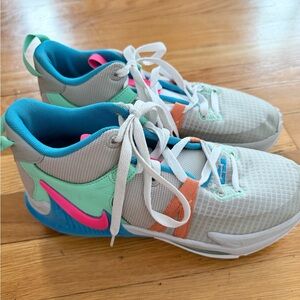 Nike Basketball Sneakers with Pink, Blue, and Green Accents